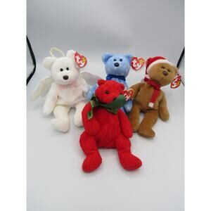 Beanie Baby Lot Halo 1999 Holiday Teddy Teddy Mistletoe Plush Vintage Bear Ty